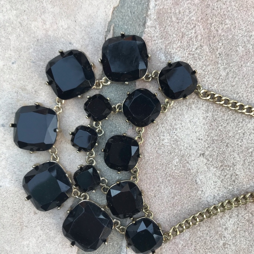 Black Bezeled Statement Necklace - image 3